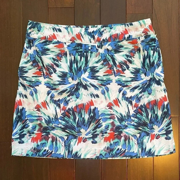 IZOD Golf Tennis Athletic Skort Skirt White Blue Red Floral Print Size 2 - Picture 16 of 16
